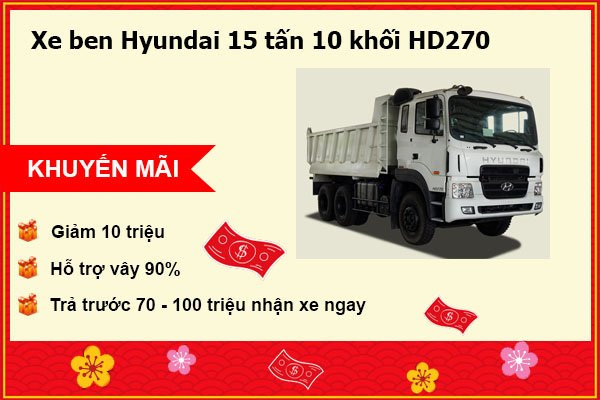 Xe ben Hyundai 15 tấn 10 khối HD270