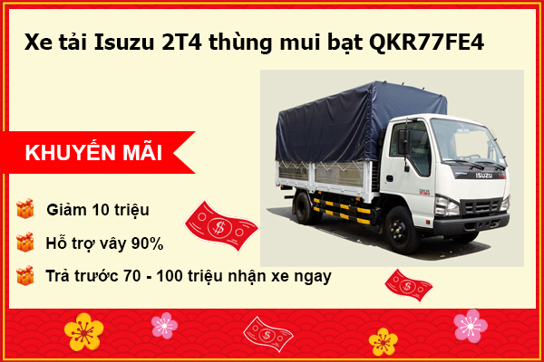 Xe-tải-Isuzu-2T4-thùng-mui-bạt-QKR77FE4 Xe-tải-Isuzu-2T4-thùng-mui-bạt-QKR77FE4